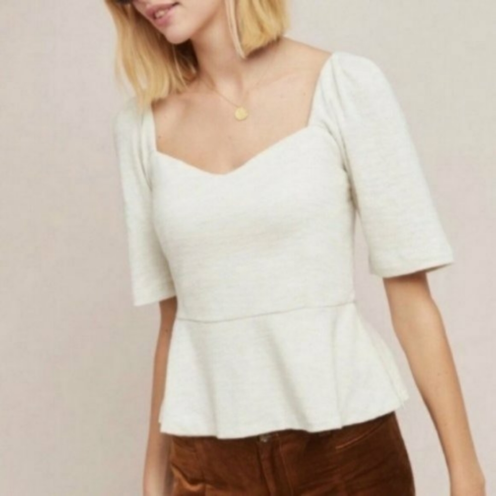 NWT Anthro Porridge Ivory & Silver Sweetheart Top